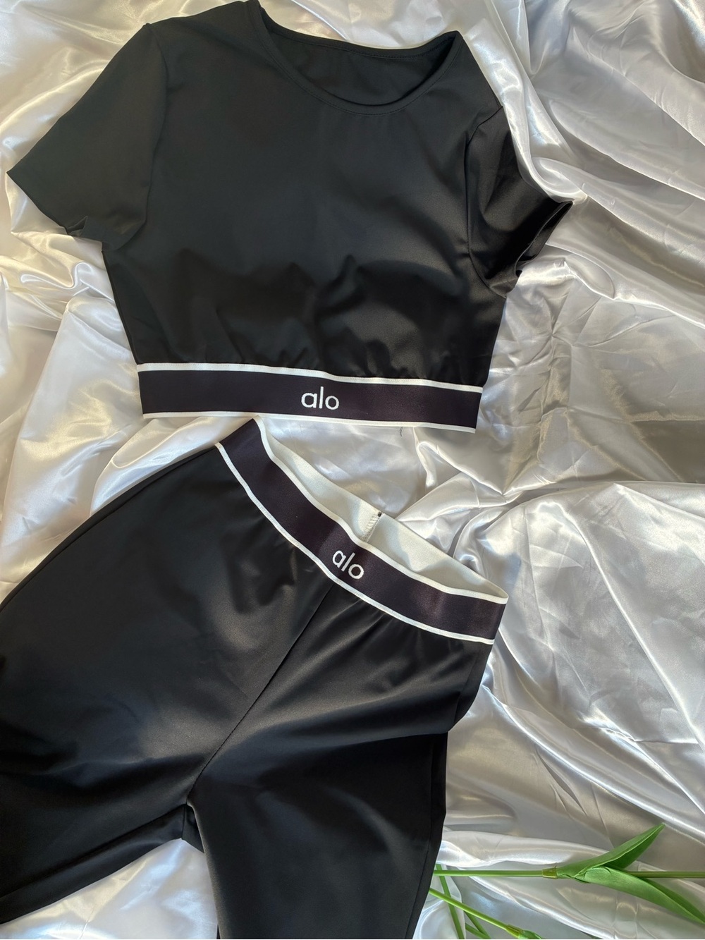 ALO Yoga inspiration Black Kids Active One-Piece with Logo Band